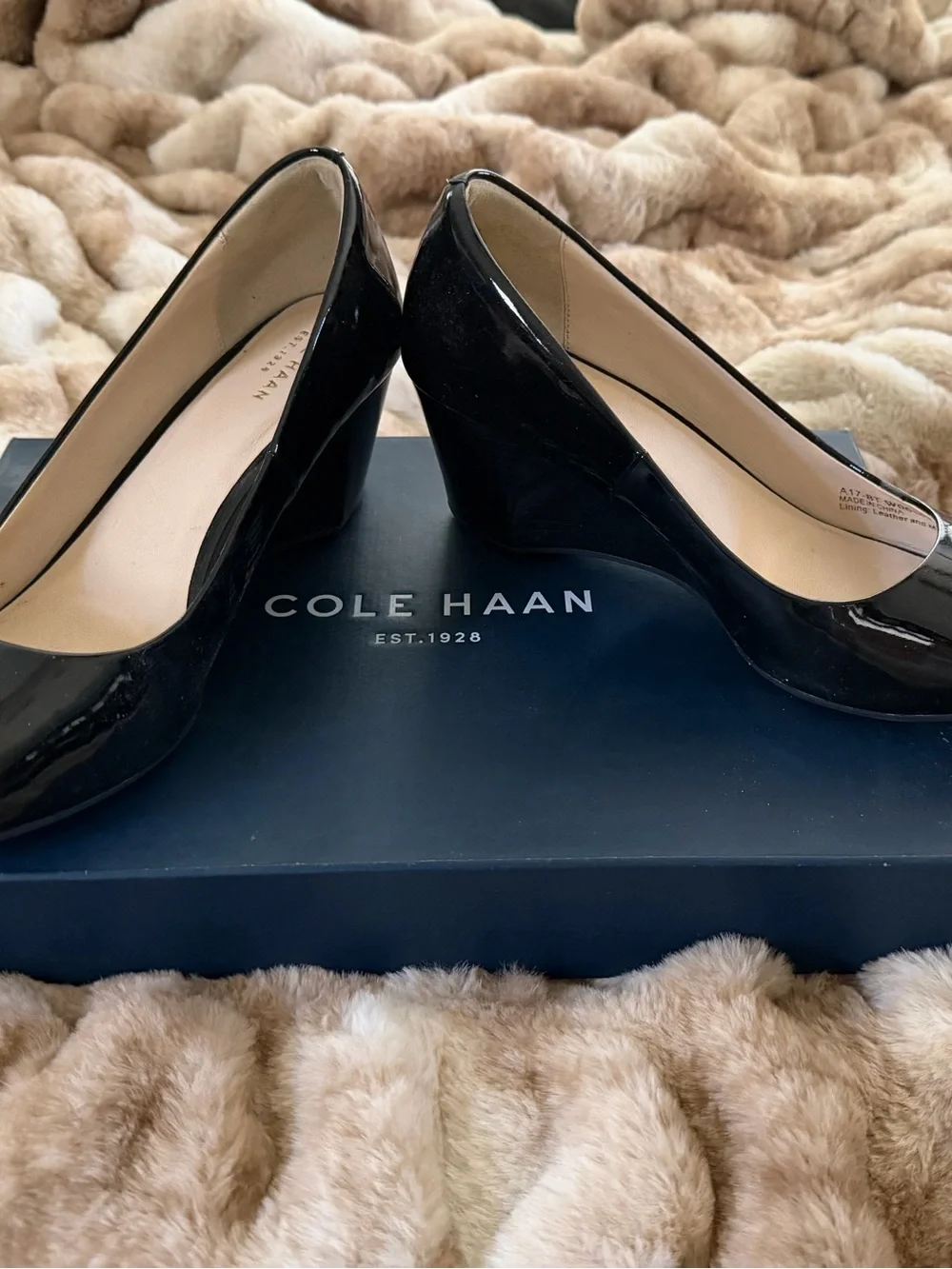 Cole Haan Black Patent Wedge Pumps